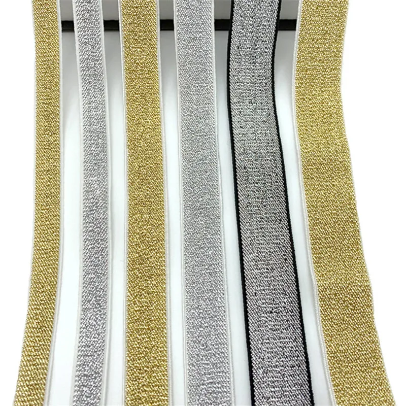 5mm flat elastic elastic tape Elastic lurex flat gold