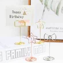 1 шт. металлический зажим для сиденья Колокольчик в форме сердца счастливый стол держатель для карт бумажные зажимы стенд День Рождения Вечеринка свадебные украшения принадлежности