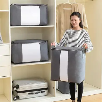 

Clothing Portable Waterproof Dust-proof Non-Woven Fabric Storage Bag Quilt Blanket Home Clothes Storage Organizer