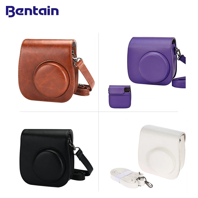 Retro PU Leather Brown Purple White Black Camera Bags Case Pouch for Fujifilm Instax Mini 8 9 Accessories | Электроника