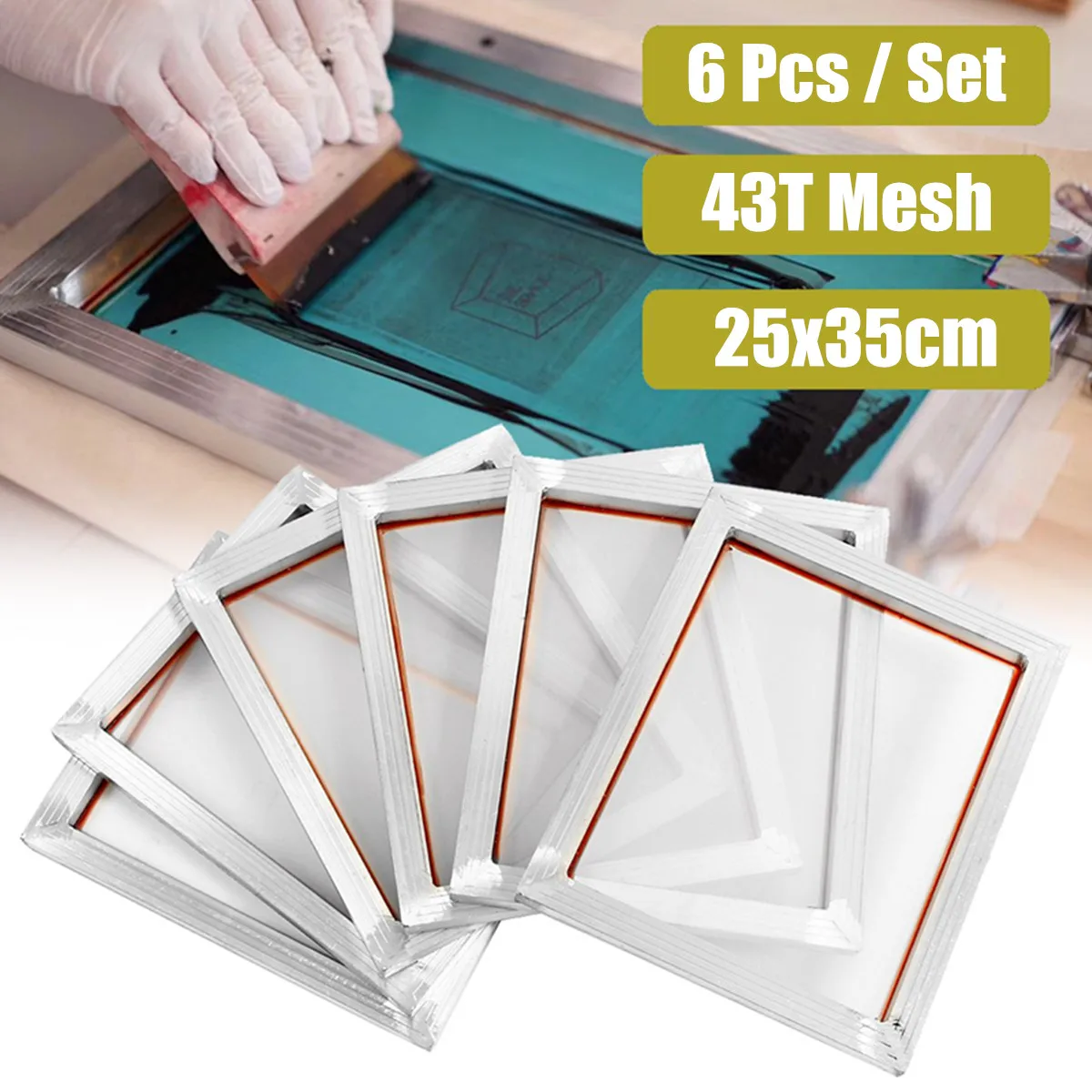 

6Pcs/Set Screen Printing Aluminium Alloy Silk Screen Printing Frame 110 Mesh Count 43T Screen Printing for Print Circuit Boards