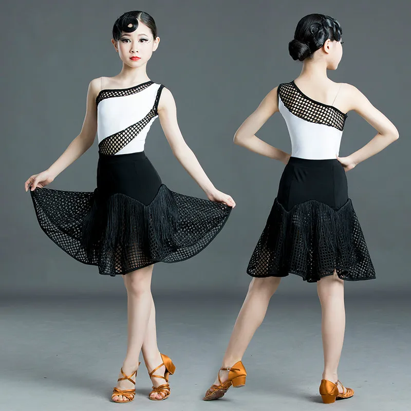 

New Children Latin Dance Dress Exercise Clothing Girls Professional Performance Costumes Tops Skirts Suit 2pcs Dance Wear
