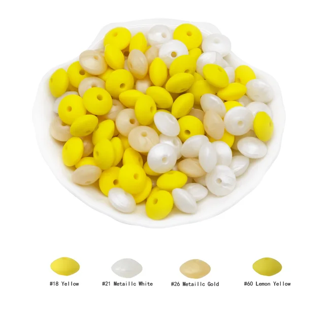 Cute-Idea 20Pcs Silicone Lentil Beads 12MM Baby Abacus Teething Beads BPA Free Newborn Baby Rodent Pacifier Chain Toy Baby goods H