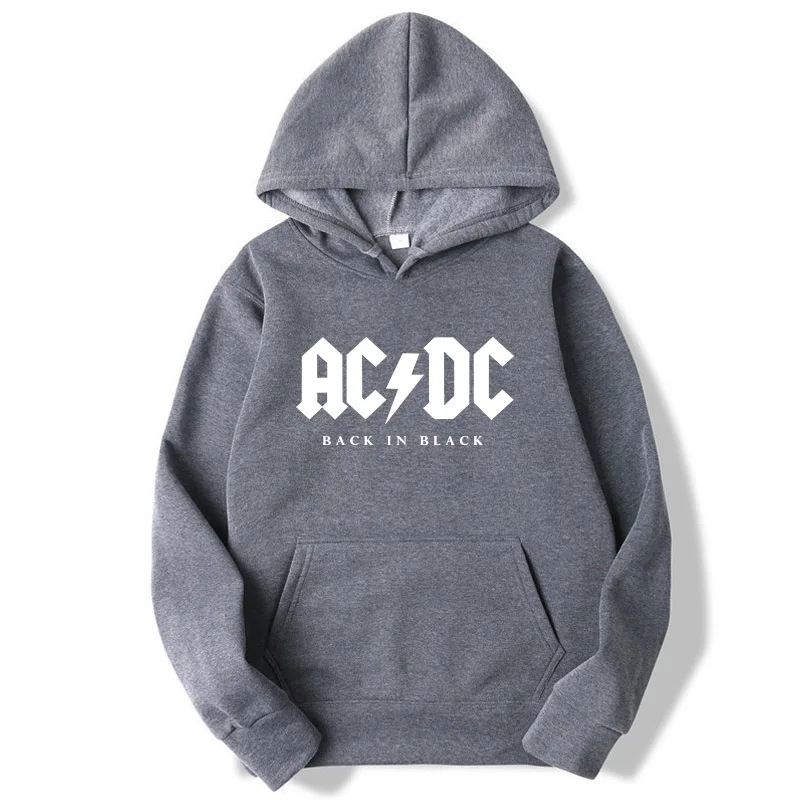Модная брендовая мужская толстовка с капюшоном AC/DC band rock Мужская толстовка с принтом осень acdc Графический с круглым вырезом толстовки мужские свободная толстовка с капюшоном - Цвет: Gray    4