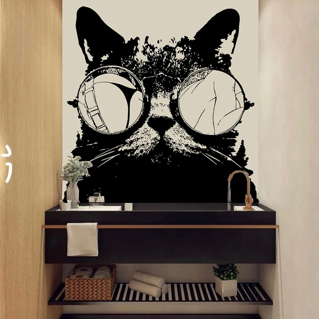 Adesivo per toilette Decalcomanie da muro per gatti creativi
