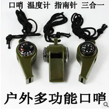 Прямая поставка от производителя три в одном Компас/спасательный свисток/термометр/Открытый Многофункциональный свист с Талрепом