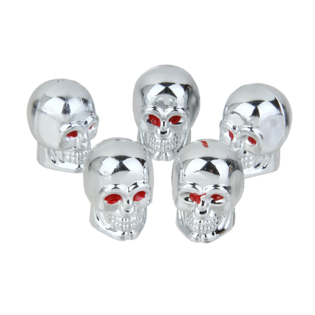 5x Red Eyes Evil Skull Tyre Tire Air Valve Stem Dust Caps Car Bike Truck