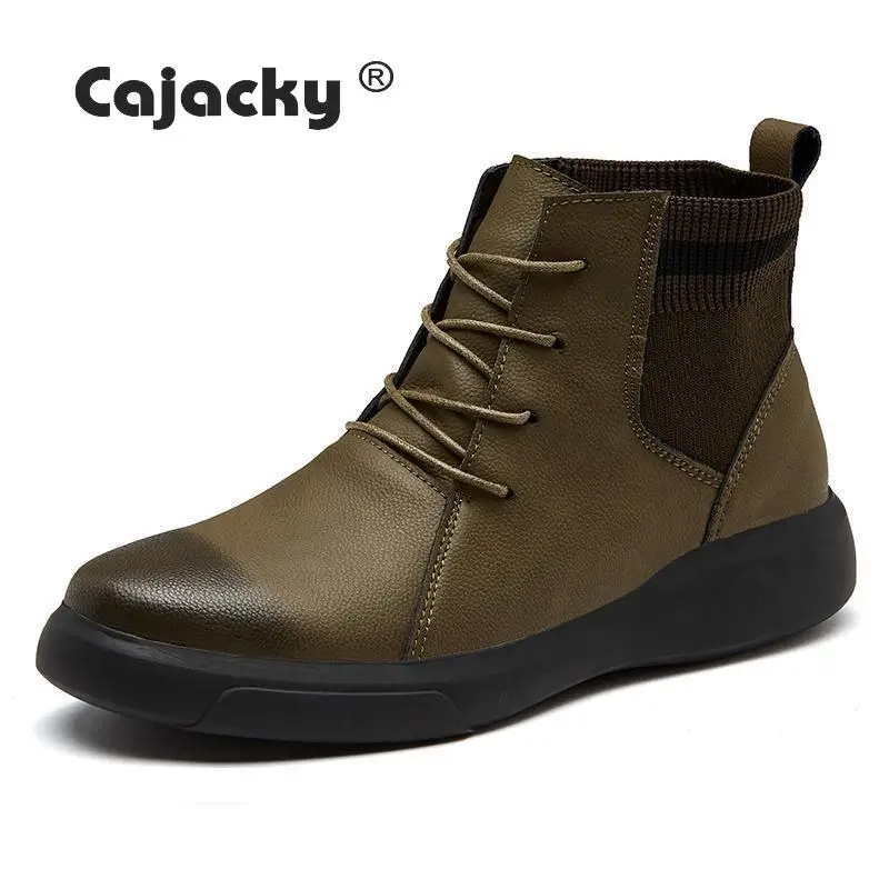 Cajacky/винтажные мужские ботинки; Зимняя мужская обувь; модные ботинки; ботильоны из спилка; крутые мужские повседневные сапоги; мужские армейские ботинки
