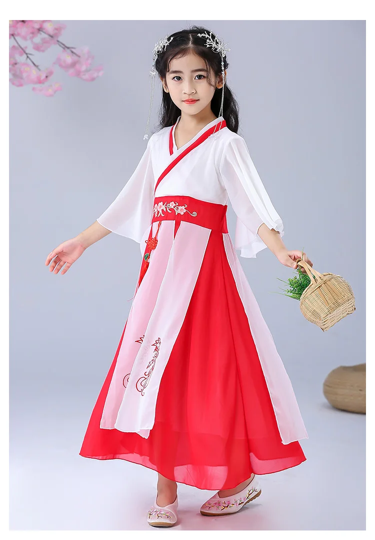 Китайский стиль Hanfu для девочек; детское платье в античном стиле; костюм сказочной принцессы; танцевальные костюмы; китайские костюмы на Хэллоуин для женщин