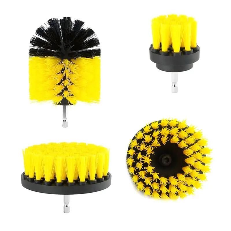 yellow 1 4 шт., 4 шт., щетка для чистки, щетка для скруббера, набор для ванной, твердая дрель, щетка для чистки, беспроводная дрель, насадка - Цвет: yellow 1