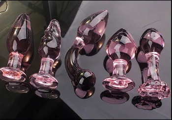 Candiway Exquisite Pink Crystal Glass Anal Plug Adult Masturbation Products Prostate Massager Erotic Toys For Couple (5 Styles) 2
