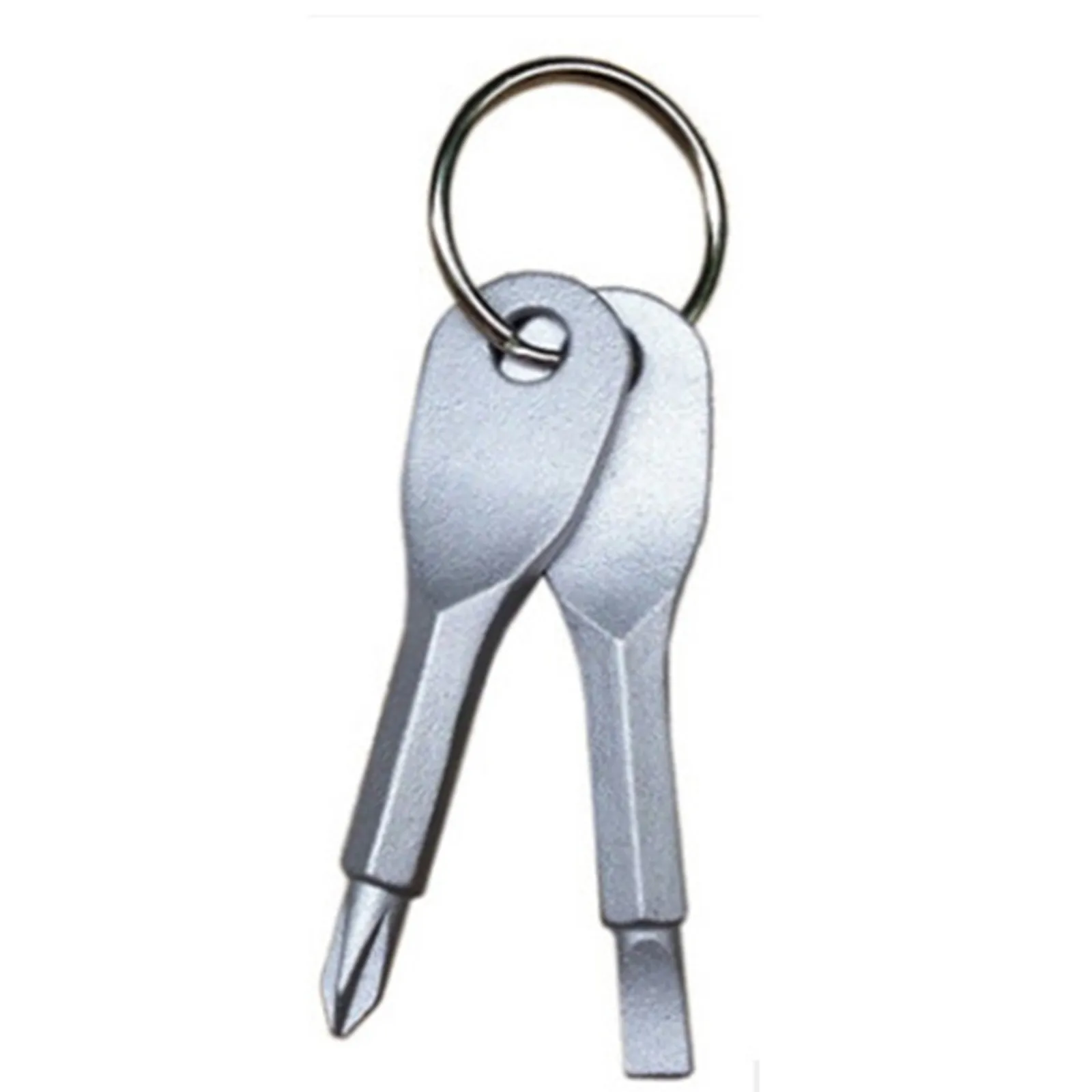 Under $5 2PCS Portable Phillips Slotted Screwdriver Key Ring Keyring Hike Outdoor Multi Mini Pocket Repair Tool Gadget