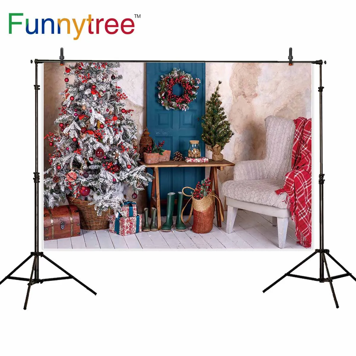 Funnytree фон для фотосъемки Рождественский зимний подарок винтажный деревянный с
