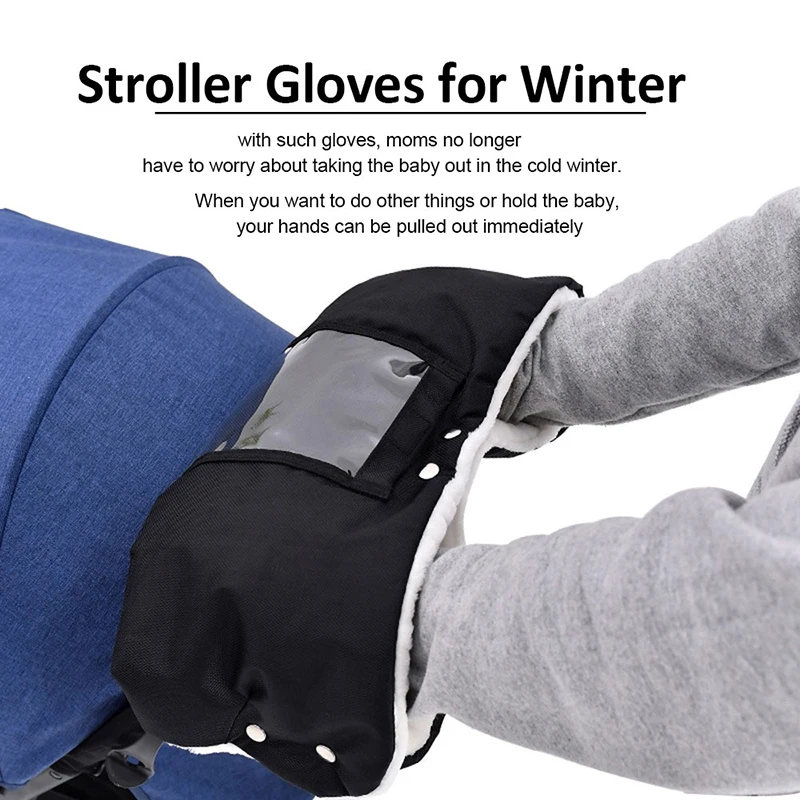 Baby Stroller Gloves Thick Plush Waterproof Wheelchair Hand Muff Winter Accessories For Stroller Baby Buggy Baby Cart Hand Cover