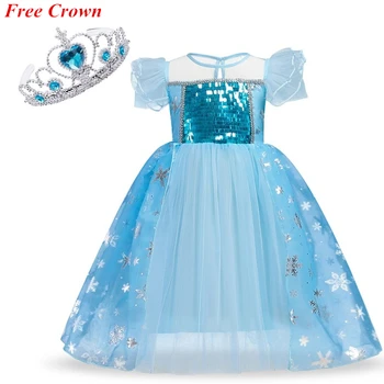

Girl Anna Elsa Dress Kids Princess Party Halloween Costume Cosplay Children Fantasy Baby Girls Dresses Vestido infantil 8 10 Yrs