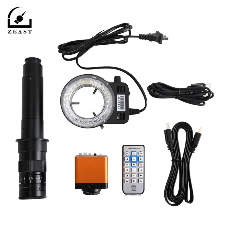

FHD 34MP USB Industrial Electronic Digital Video Microscope Camera 100X 120X 180X 300X C Mount Lens For Phone PCB Soldering