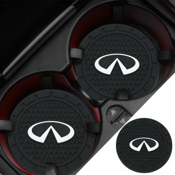 

2pcs Car Cup Holder Mat Silicagel water Coaster Decoration For Infiniti FX35 Q50 Q30 ESQ QX50 QX60 QX70 EX JX35 G35 G37