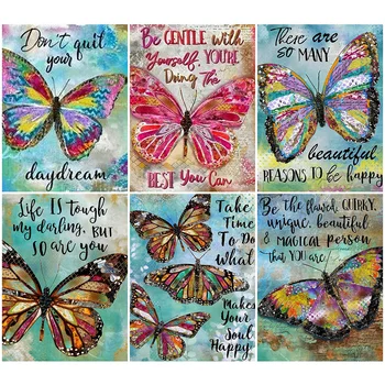 

HUACAN Butterfly Diamond Embroidery Full Square Painting Animal Picture Handcraft Mosaic Art Kit Home Decoration