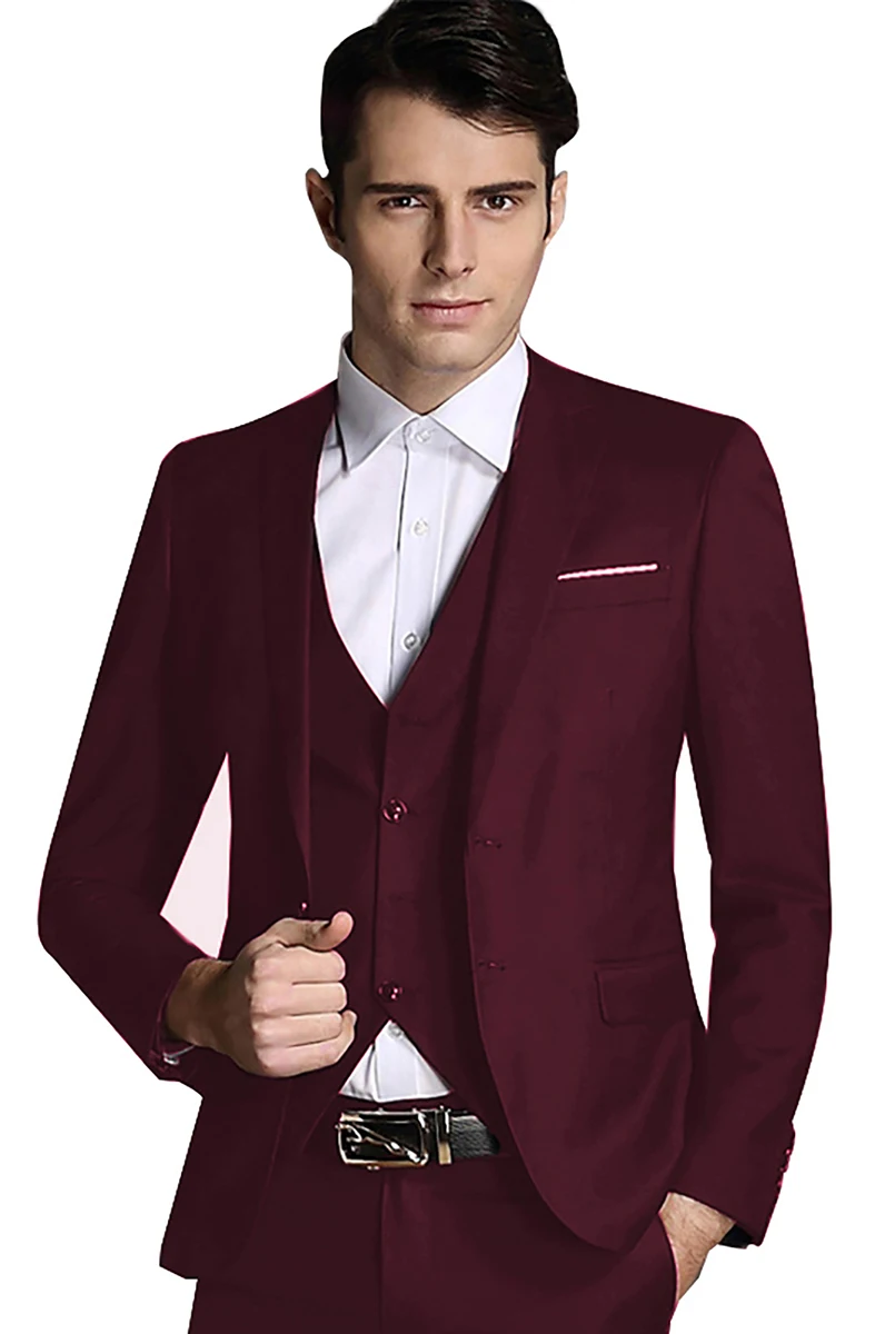 YUNCLOS 2019 Fashion Solid Color Business Casual Men 3 Pcs Suits Traje Slim Fit Hombre Banquet Tuxedos Wedding Suit For Men