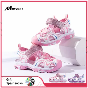 

Baby Girls Sandals School Beach Sandals Comfortable Children's Shoes Cute Princess Sandal Hook-Loop Kids Non-slip Shoes