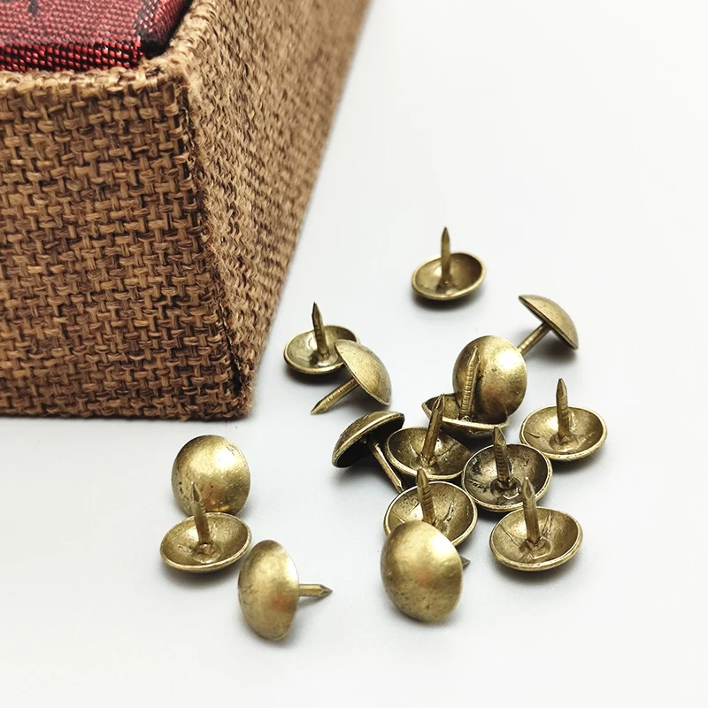 100pcs Upholstery Nail M9x9mm Antique Brass Bronze Gift Wine Case Box Furniture Tacks Tack Stud Pushpin Doornail