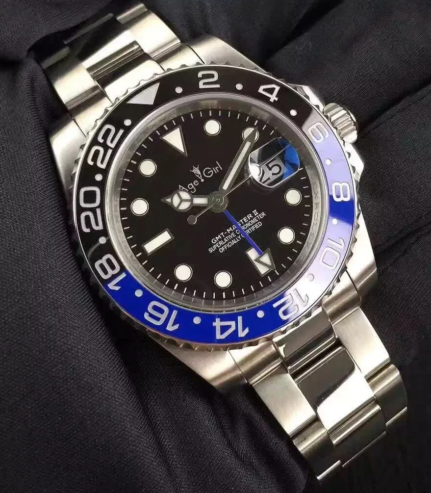 

Luxury Brand New Men Automatic Mechanical Watch Red Black Blue Ceramic Bezel GMT Stainless Steel Sapphire Silver Gold Luminous