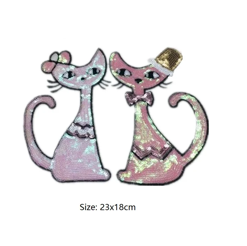 

1 Pair Cartoon Couple Cat Patch Applique Cloth Applique Embroidery Garment Decoration Accessories DIY Clothes Hole Repair Sticke