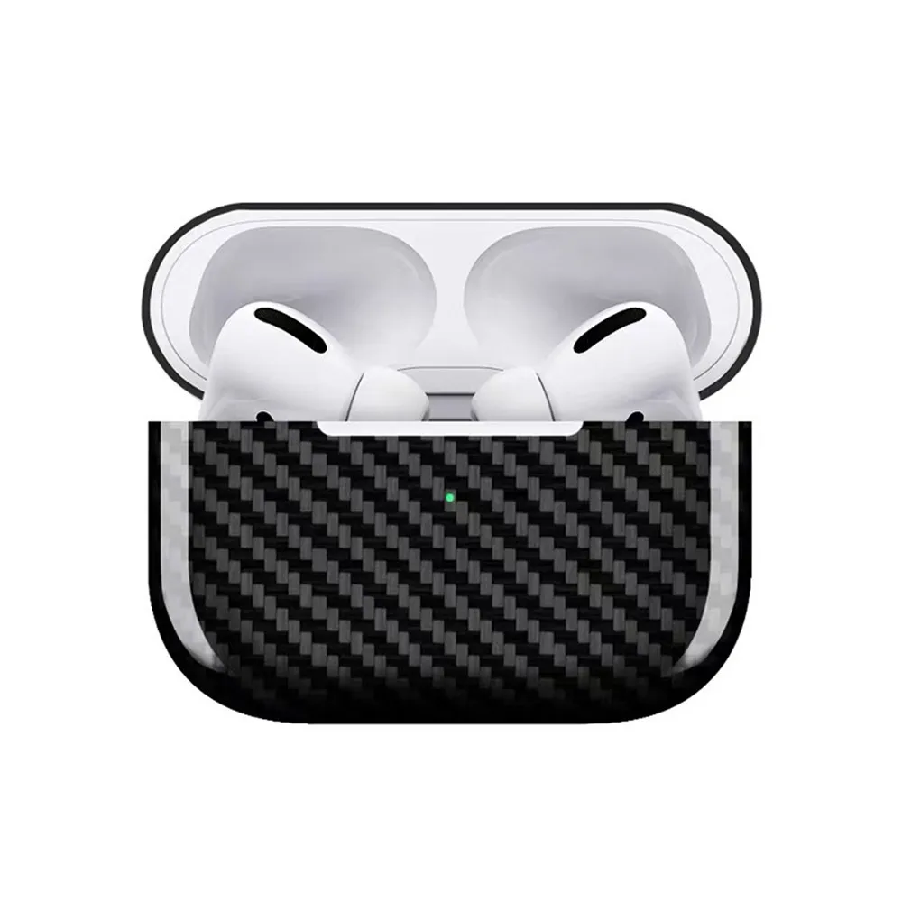 Чехол из углеродного волокна для AirPods Pro, беспроводной Чехол для зарядки наушников, защитный противоударный светодиодный Чехол, аксессуары