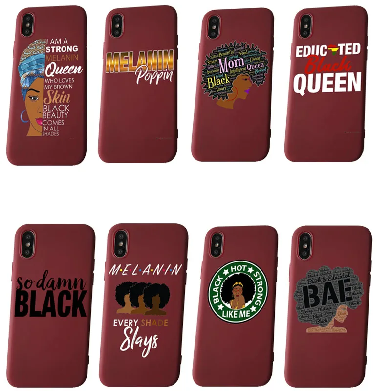 Queen Afro Melanin Poppin Black Girl TPU Soft Silicone Phone Case For iPhone 11 11Pro XS MAX 6 6S 7 7plus 8 8Plus 5 5S XR | Мобильные