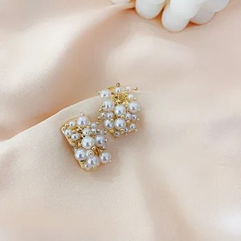 

Temperament French Style Simple Pearl String Stud Earrings Personality Fashion Women Girl Jewelry Accessories