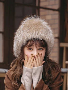 

Korean style fox fur hat women's winter new style warm and fashionable fur hat winter outdoor ear and head protection