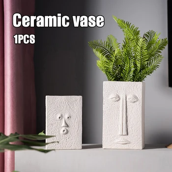 

Ceramic Plant Pots Abstract Face Art Vases Ceramic Flower Pots for Home Balcony Decoration H88F