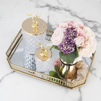 

Living Room Coffee Table home decor garden Decoration accessories Tray European American Model Jewelry Storage Mirror Soft