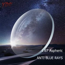 YDO Новинка 1,67 1,74 рецепт анти синий светильник Асферические стекла линзы CR39 Смола близорукость дальнозоркость, оптические линзы