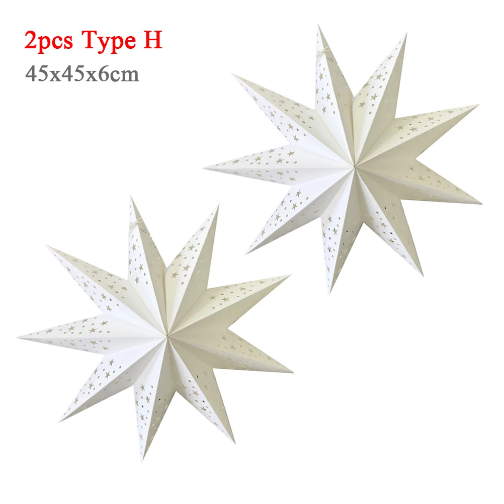 Type H 45x45x6cm Выдалбливают Бумажный Фонарь звезда бумажные рождественские украшения складные Висячие бумажные фонарики в виде звезд фонарь для вечеринок Новогоднее украшение - Цвет: Type H 45x45x6cm