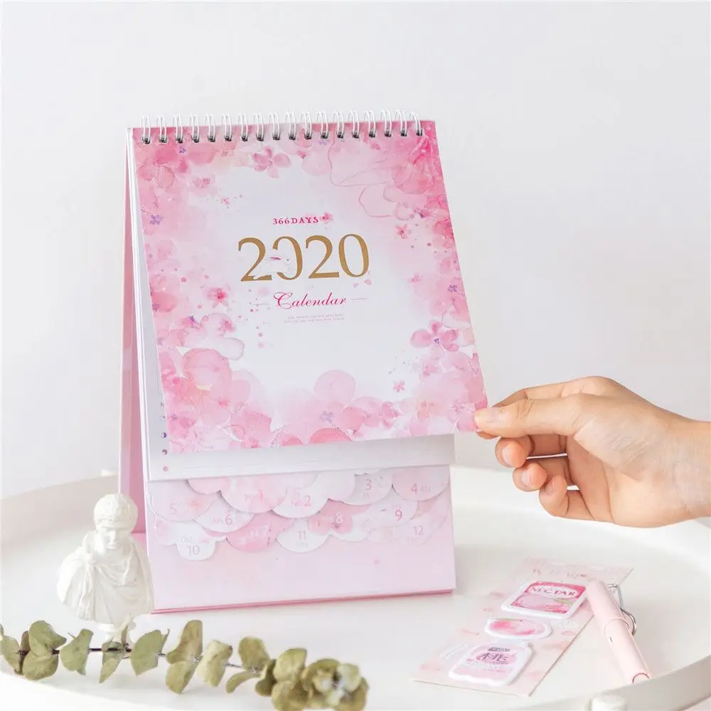 Серия романтических снов Настольный календарь розовая Сакура ежедневный планировщик стола звездное небо годовой органайзер для офиса