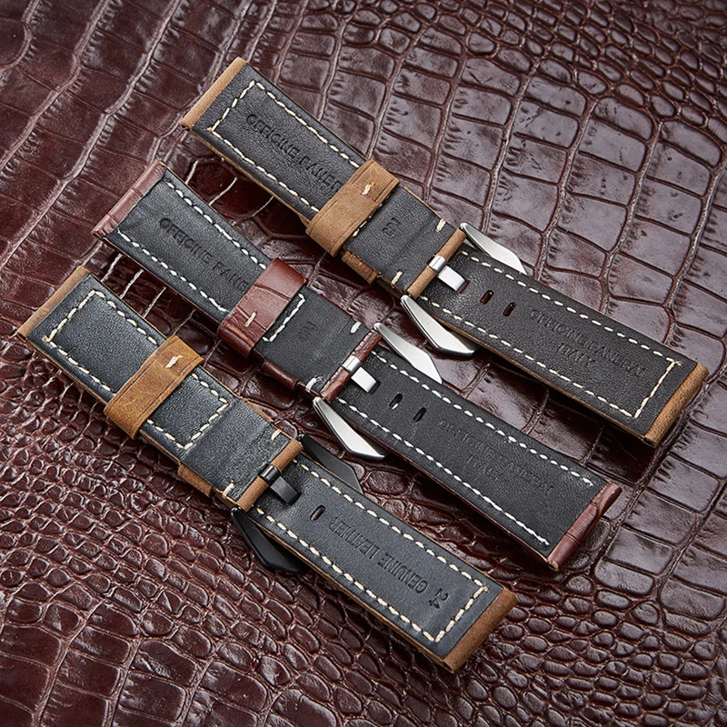 couro de vaca, substituto Panerai Watch Strap,