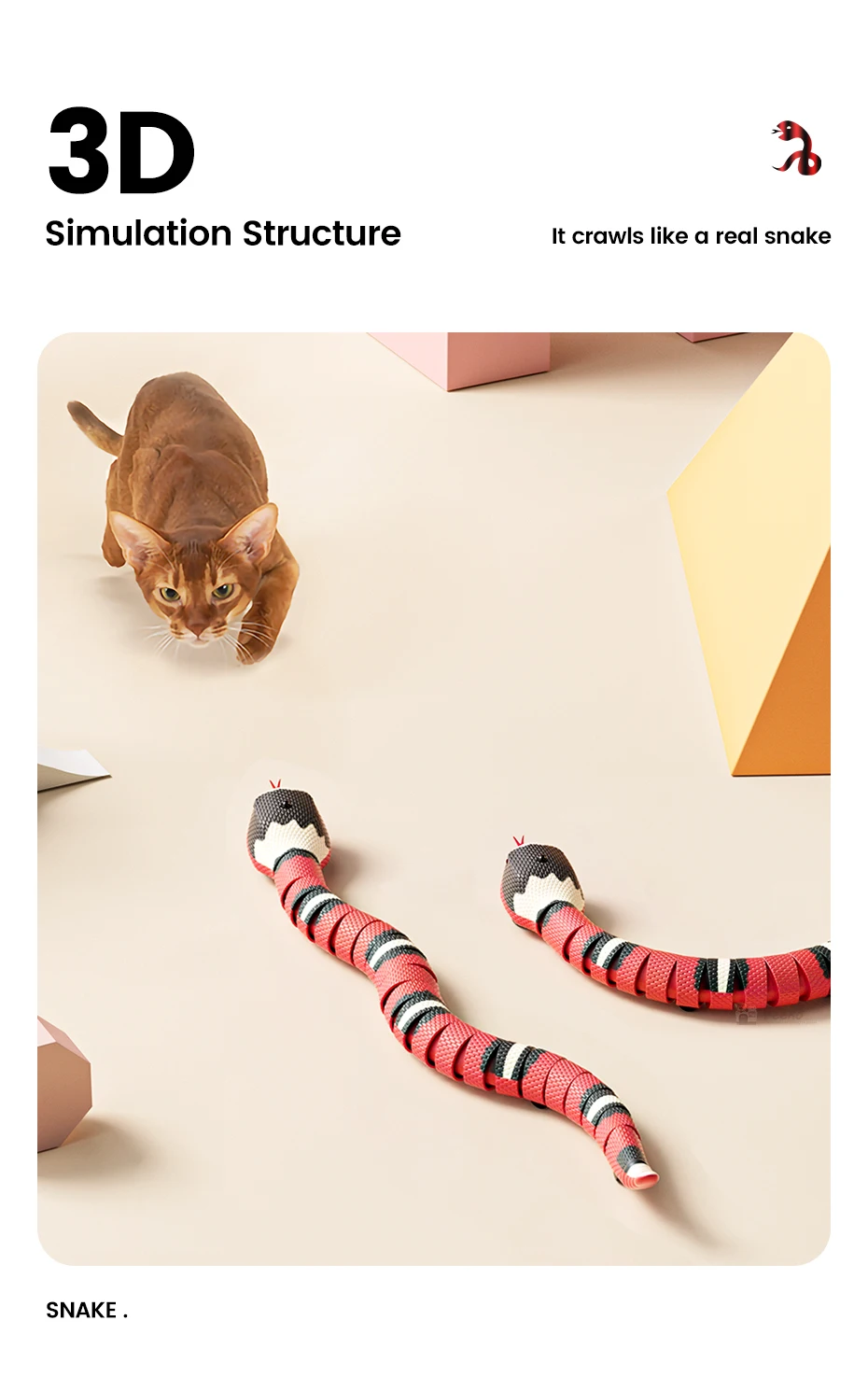 Jouet de chat serpent à détection intelligente jouets interactifs électriques pour chats accessoires de chat de charge USB pour chiens de compagnie jeu jouant jouet