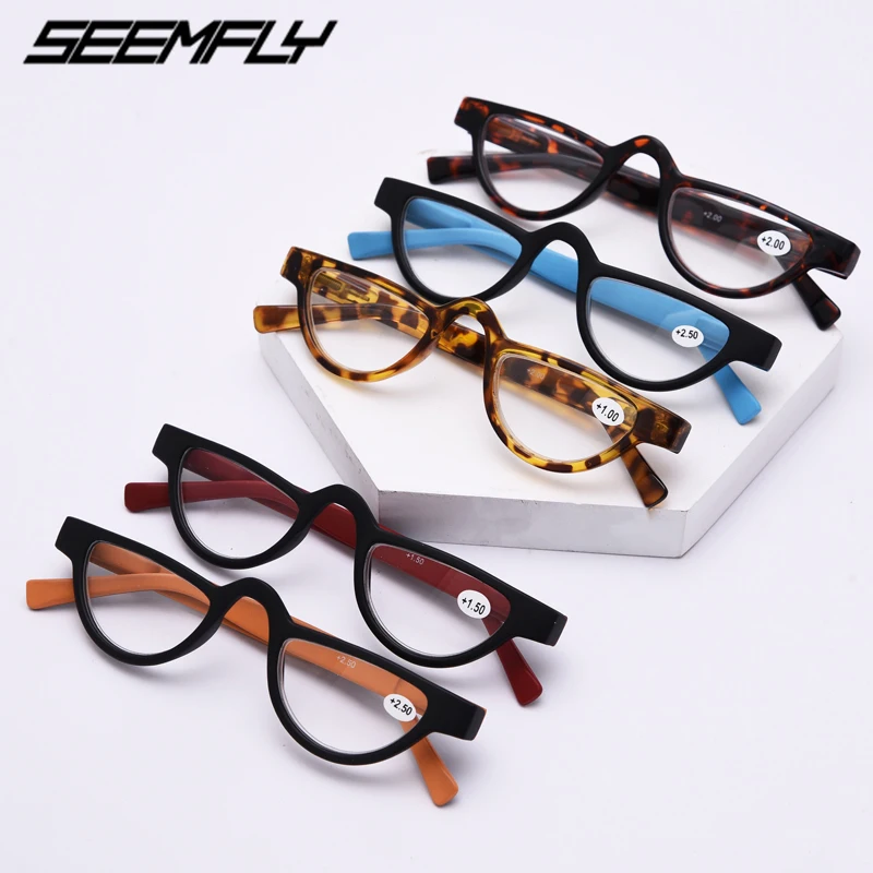 

Seemfly Retro Slim Brand Men Women Reading Glasses Cat Eye Spring Hinge Eyeglasses Presbyopic Eyewear Gafas Oculos +1.0 To +3.5