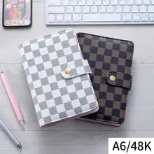 Cuaderno A6 de hojas sueltas con cubierta de cuero de grado alto, cuaderno a cuadros, Moterm Versa, suministros personales de oficina