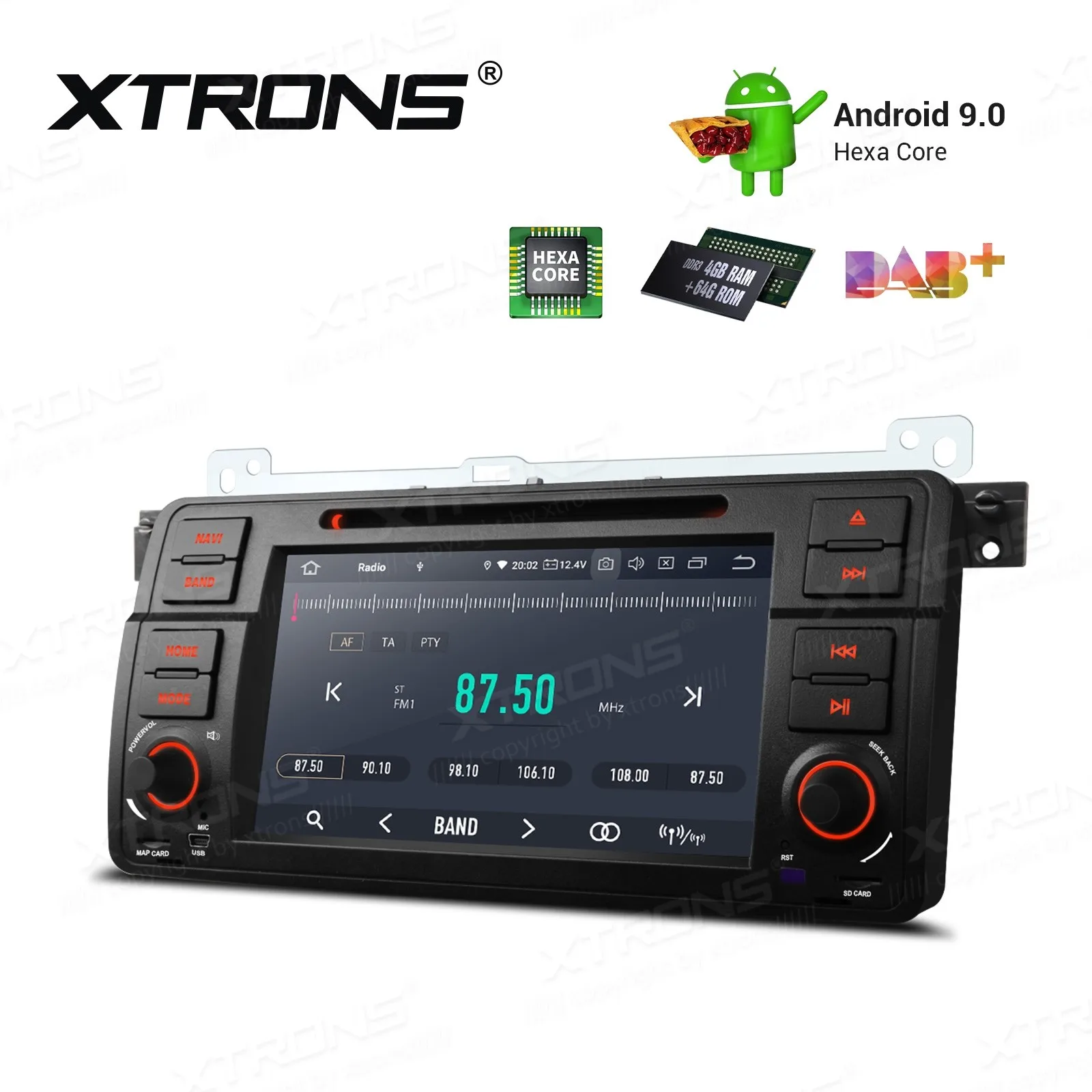 Cheap 7" Android 9.0 OS Car DVD Multimedia GPS Radio for BMW E46 1998-2006 & E46 M3 2000-2006 with Car Battery Voltage Display Support 2