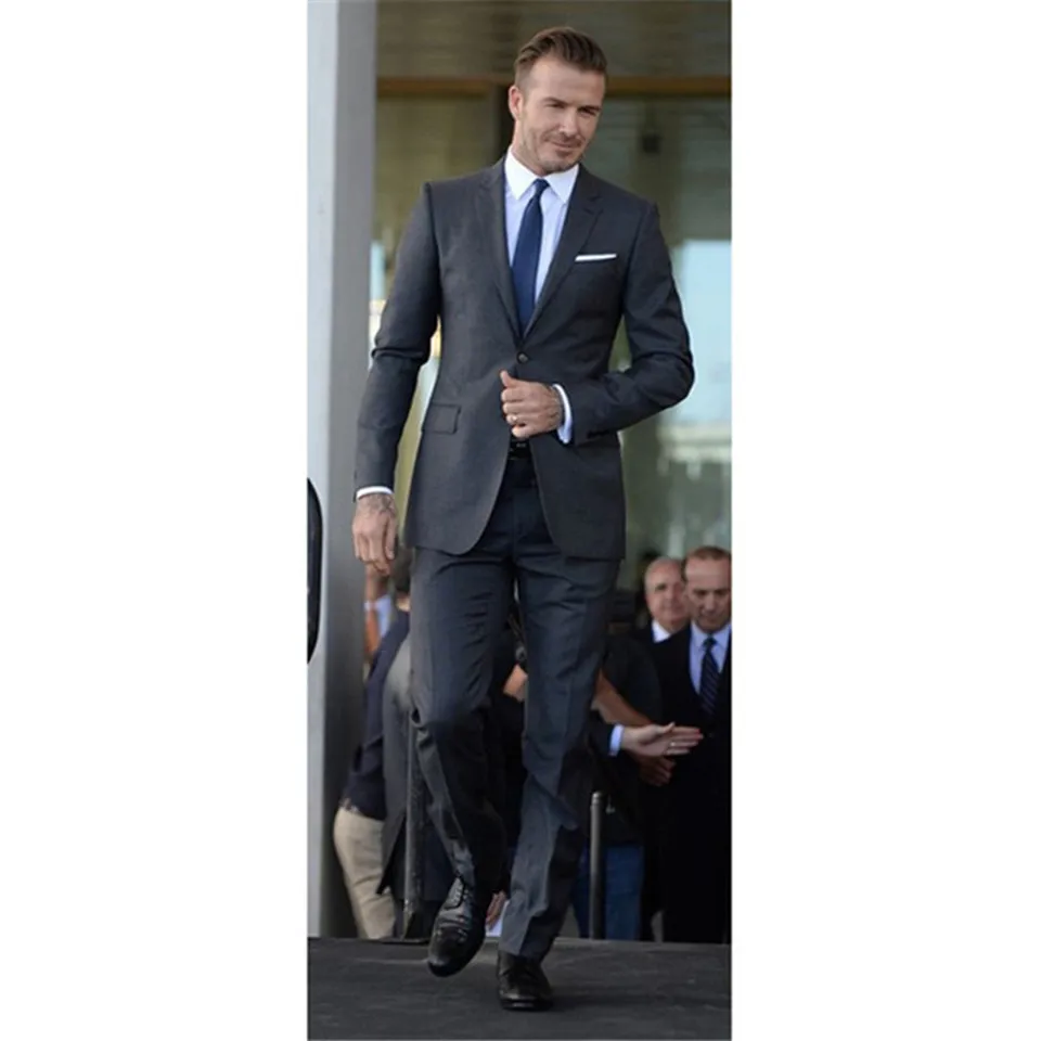 Мужской костюм Smolking Noivo Terno Slim Fit Easculino вечерние костюмы для мужчин серый Джентльмен Бизнес Жених блейзер(пиджак+ брюки