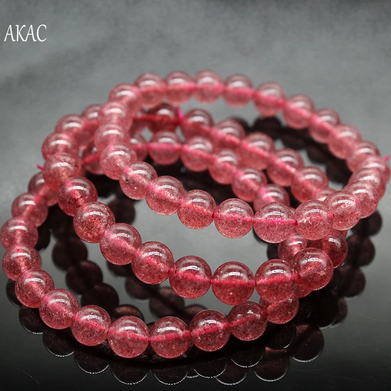 1 браслет/комплект AKAC approx8mm A+ натуральный красный клубничный Кварц Браслет approx22-23beads/браслет