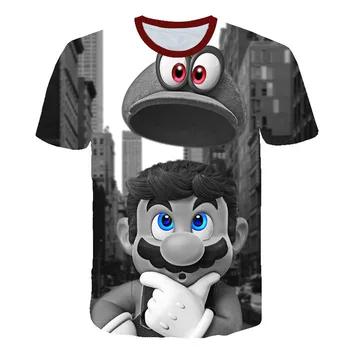 

Summer children's new Mario anime print t-shirt short sleeve fashion tide brand boys and girls t-shirt футболка