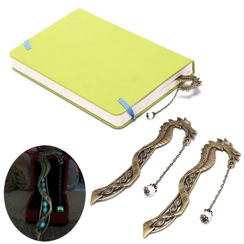 

2Pcs Metal Glowing Dragon Leaf Classics Petals Beads Bookmarks Feaher Luminous Bookmark