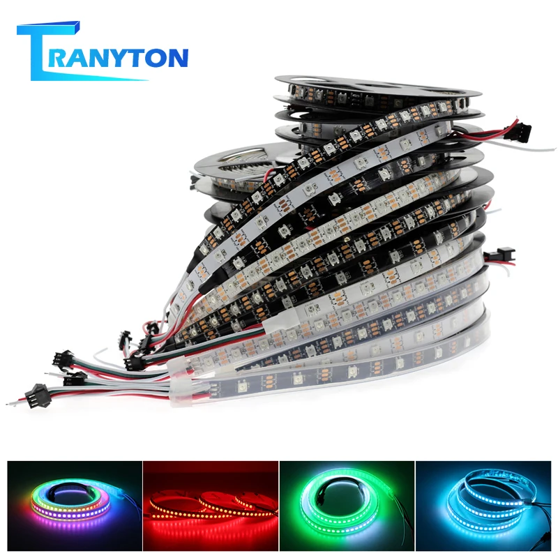 

DC5V WS2812B RGB Individually Addressable Smart Led Pixel Strip,Black/White PCB,30 60 144 leds/m WS2812 IC,Waterproof