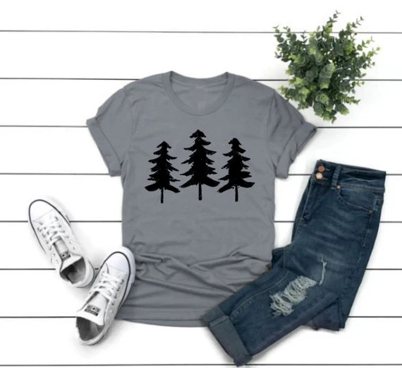 

Funny Stylish Crewneck Holiday Slogan Vintage Trendy Tops Unisex Grunge Trees Tee Merry Christmas Trees T-Shirt tops