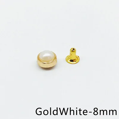 GoldWhite-8mm Meetee 50/100 шт 8/10/12 мм Металлические жемчужные заклепки пряжки разноцветные бусы гвоздь заклепка кнопки «сделай сам», сумки с украшением пряжки запасные части - Цвет: GoldWhite-8mm