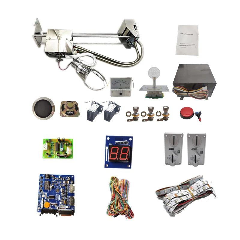DIY Arcade Claw Crane Machine Kit With 53cm Stainless Steel Gantry Main Board Coin Acceptor Power Supply Speaker Button |
