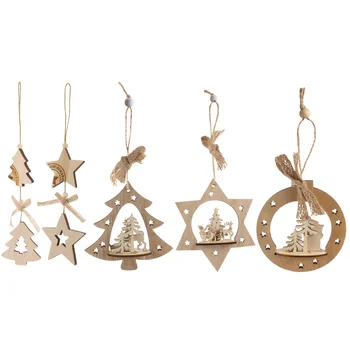 

5Pcs Hanging Pendant Cartoon Beautiful High Quality Hanging Pendant Christmas Tree Decor Xmas Wooden Ornaments for Christmas Tre